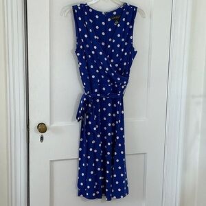 New! Beautiful royal blue faux polka dot wrap dress, Jessica Howard, size 10p